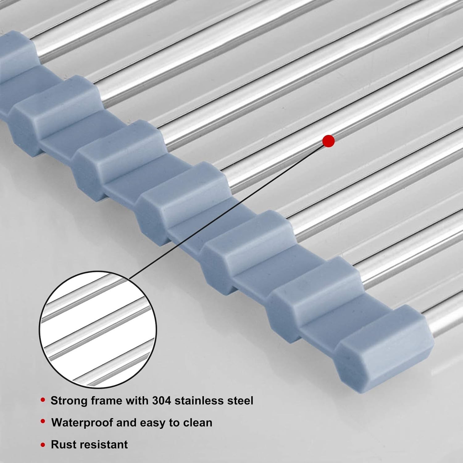 Over The Sink Dish Drying Rack, Roll 20.4''x13.7'', Gray 
