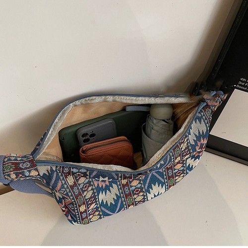 Large Capacity Retro Shoulder Bag Cloth Bohemian Messenger Bag Outdoor - Picture 4 of 12