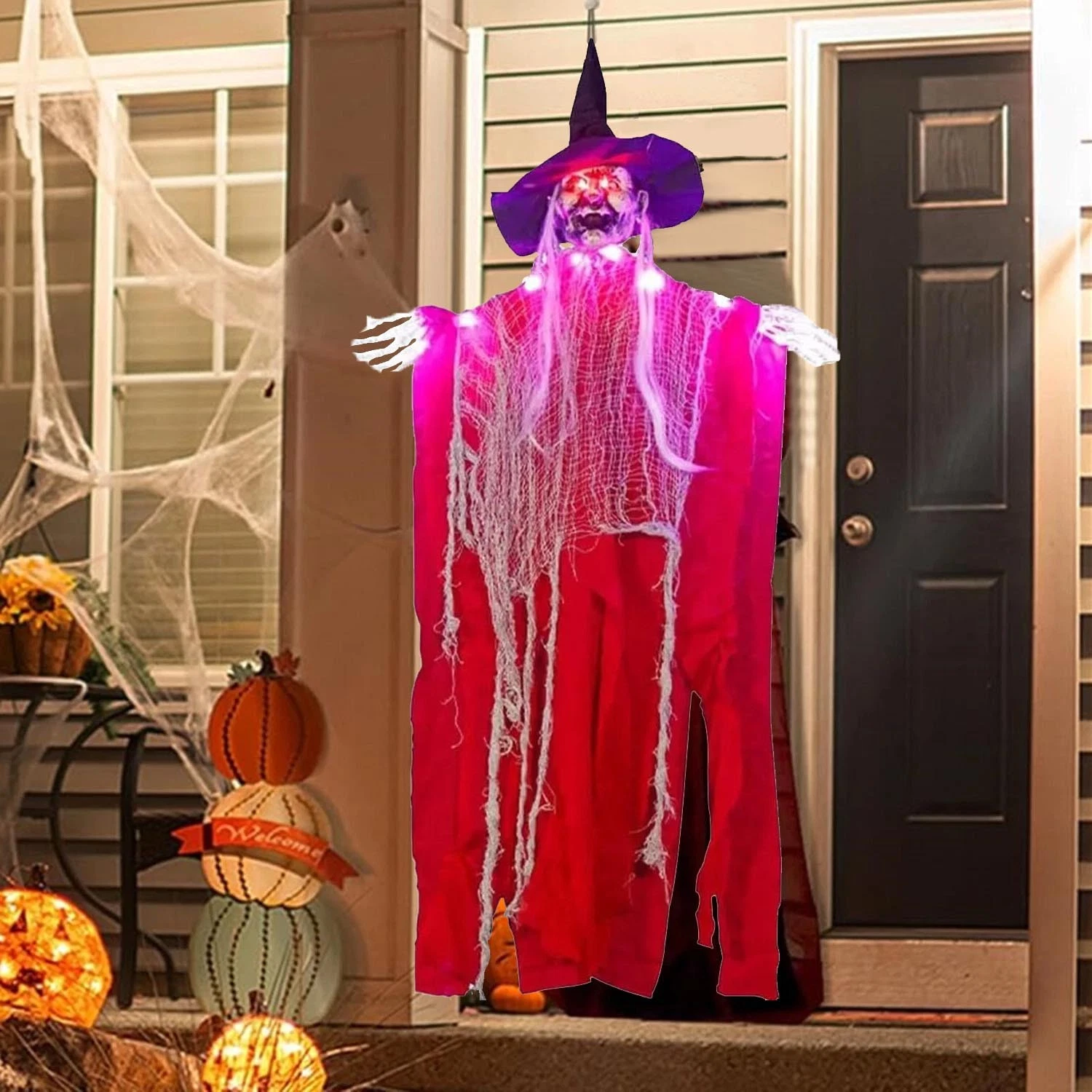 Life Size Hanging Talking Witch - Animated Halloween Witch with Sound Activation