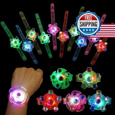 SCIONE 24 Pack LED Light Up Fidget Spinner Bracelets Glow in Dark