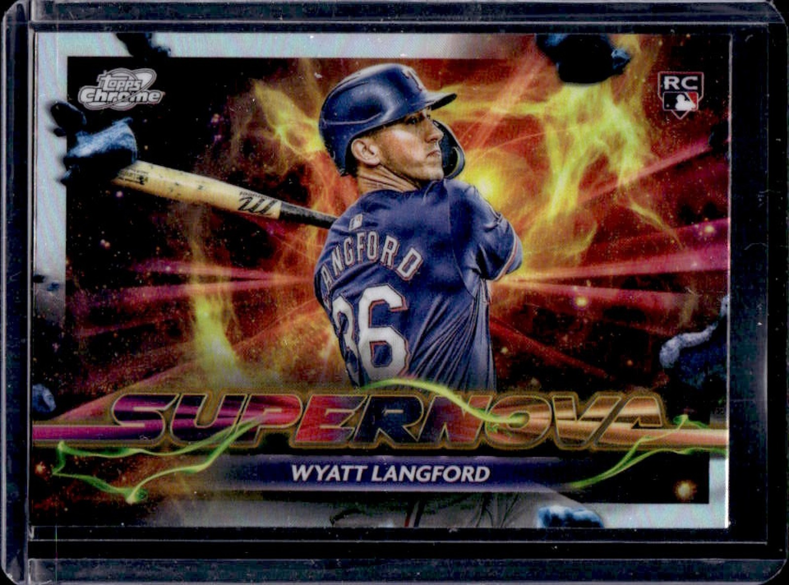 2024 Topps Cosmic Chrome Wyatt Langford Supernova RC Rookie #SPN-13 Rangers
