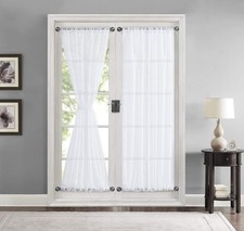 HLC.ME French Door Curtains Set of 2 - Sheer 54"W x 72"L Pack 2 , White