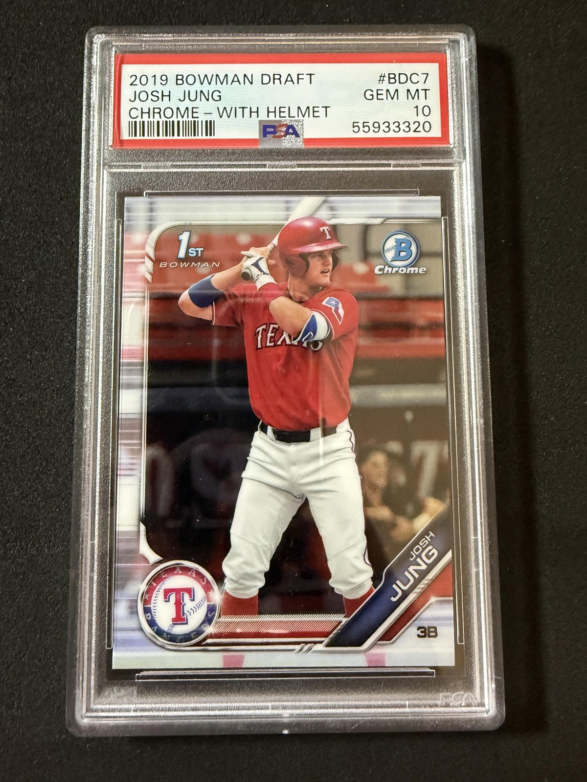 2019 Bowman Draft #BDC7 Josh Jung Chrome-With Helmet PSA 10