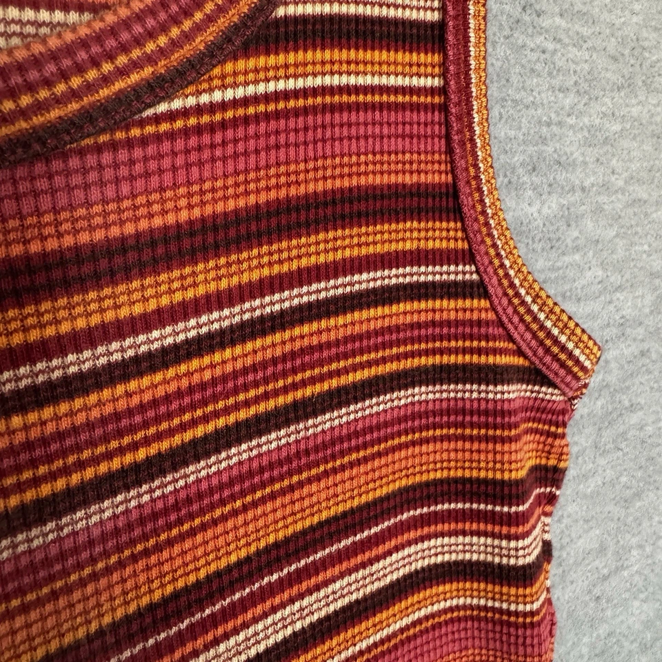 Camiseta sin mangas vintage Old Navy para mujer Y2K de punto acanalado talla L a rayas rojo naranja Foto 3 de 4