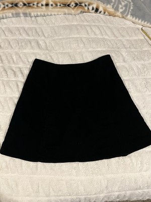 LOFT Velvet Skirt Womens size 12 Black VELOUR poly A-Line Skirt
