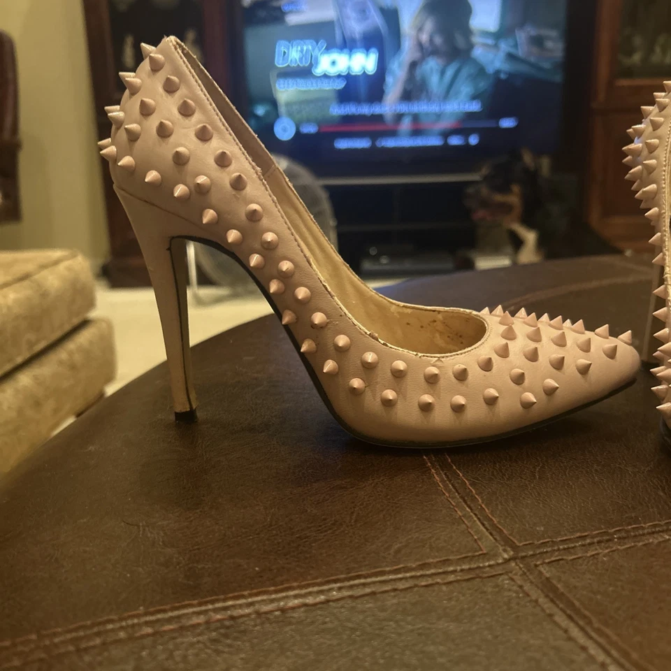 Women's studded Toe Stilettos High Heels Leather Rubber Sole Pumps - Image 2 of 4