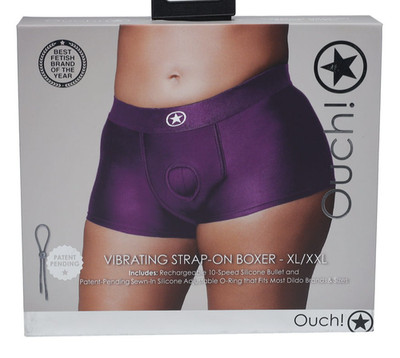Ouch! Vibrating Strap-on Boxer Purple XL/XXL