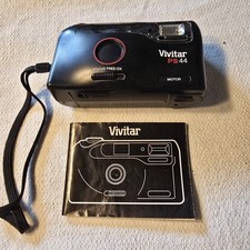 Vivitar PS44 35mm Film Camera Focus Free DX Motorized w/ Manual Strap TESTED