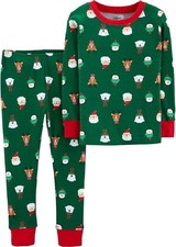 New Carter's Two Piece Green Christmas Pajamas PJS Size 18 Months NWT