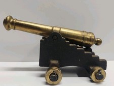 Vintage Brass and Cast Iron 5in Cannon/W Brass Pinned Wheels Made In USA