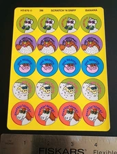 Vintage Stickers 3M Banana Scratch And Sniff Sticker Sheet VTG HT-870