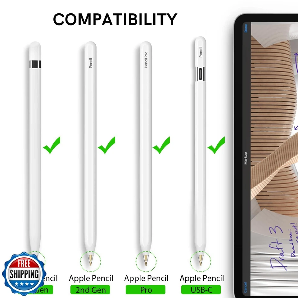 Сменные наконечники для Apple Pencil Delidigi упаковка 3 шт. совместимые с Pro/2-м поколением USB-C - Изображение 2 из 4