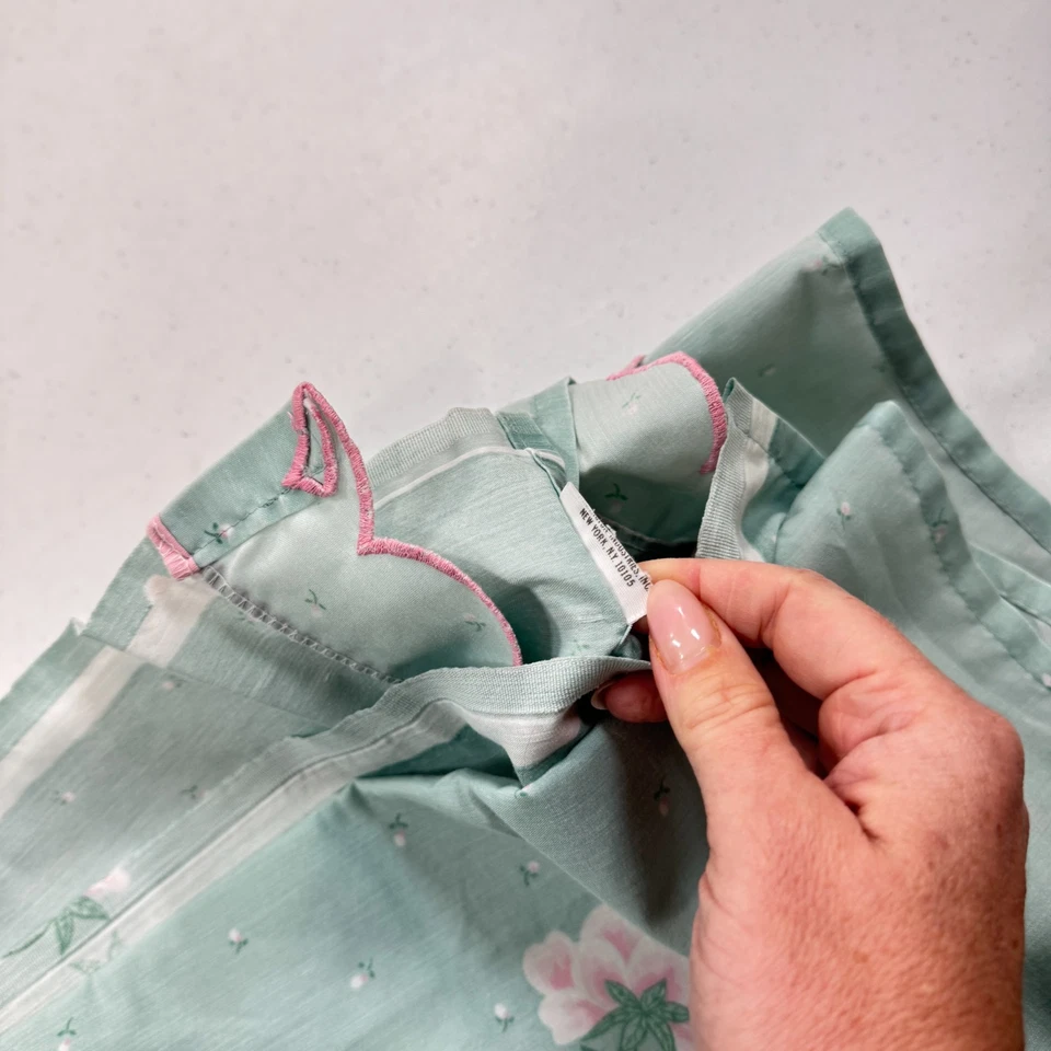 vintage burlington flat sheet queen green large blooms floral blend y2k 90s 80s - Image 4 of 4