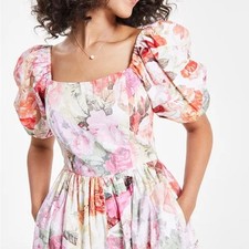 NWT Vince Camuto Women's printed floral Cotton Square Puff-sleeve dress Size 14W