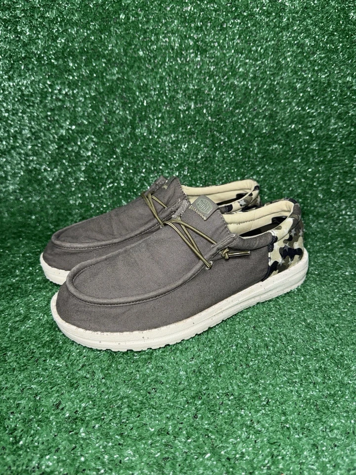 Zapatos sin cordones Hey Dude Wally Funk juveniles marrones y camuflados jóvenes talla 6 para mujer talla 7 Foto 3 de 4