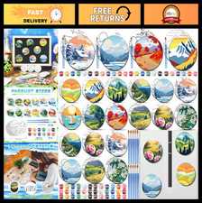 24 Pcs Mini Round Magnetic Canvas Boards with Brushes & Acrylic Paints - DIY Art