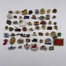 55 Vintage To Modern Lapel Hat Pins Mixed Lot Advertising Enamel Travel And More