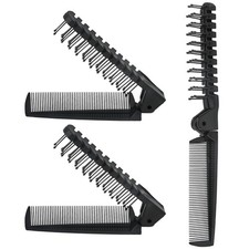 Qjaiune 3PCS Travel Foldable Brush, Anti-Static Hair Comb and 3 PCS, Black