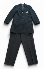 Vtg Ralph Lauren Womens 10/12 Black Pant Suit 80s Crest Patch Lion Silver Button