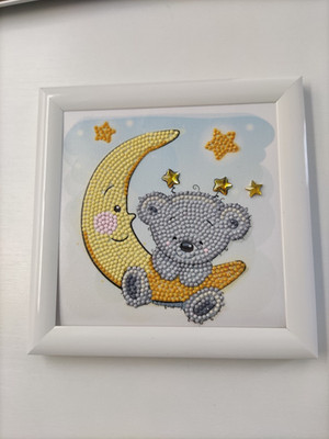 Craft Buddy - Bilderrahmen - 16 x 16 cm - Teddy on the Monn - Mond - gelegt