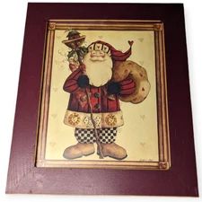 Susan L Seals Red Framed Rustic Santa Prints 12.5" x 10.5"