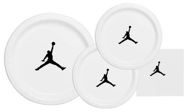 White | Jumpman Plates | Basketball Birthday Paper Plates | Disposable| 60 Piece