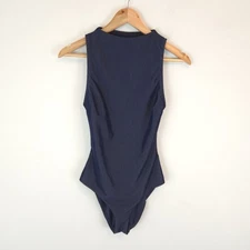 Onia Women's Phoebe Ribbed Cutout One Piece Swimsuit Navy High Neck Size S 