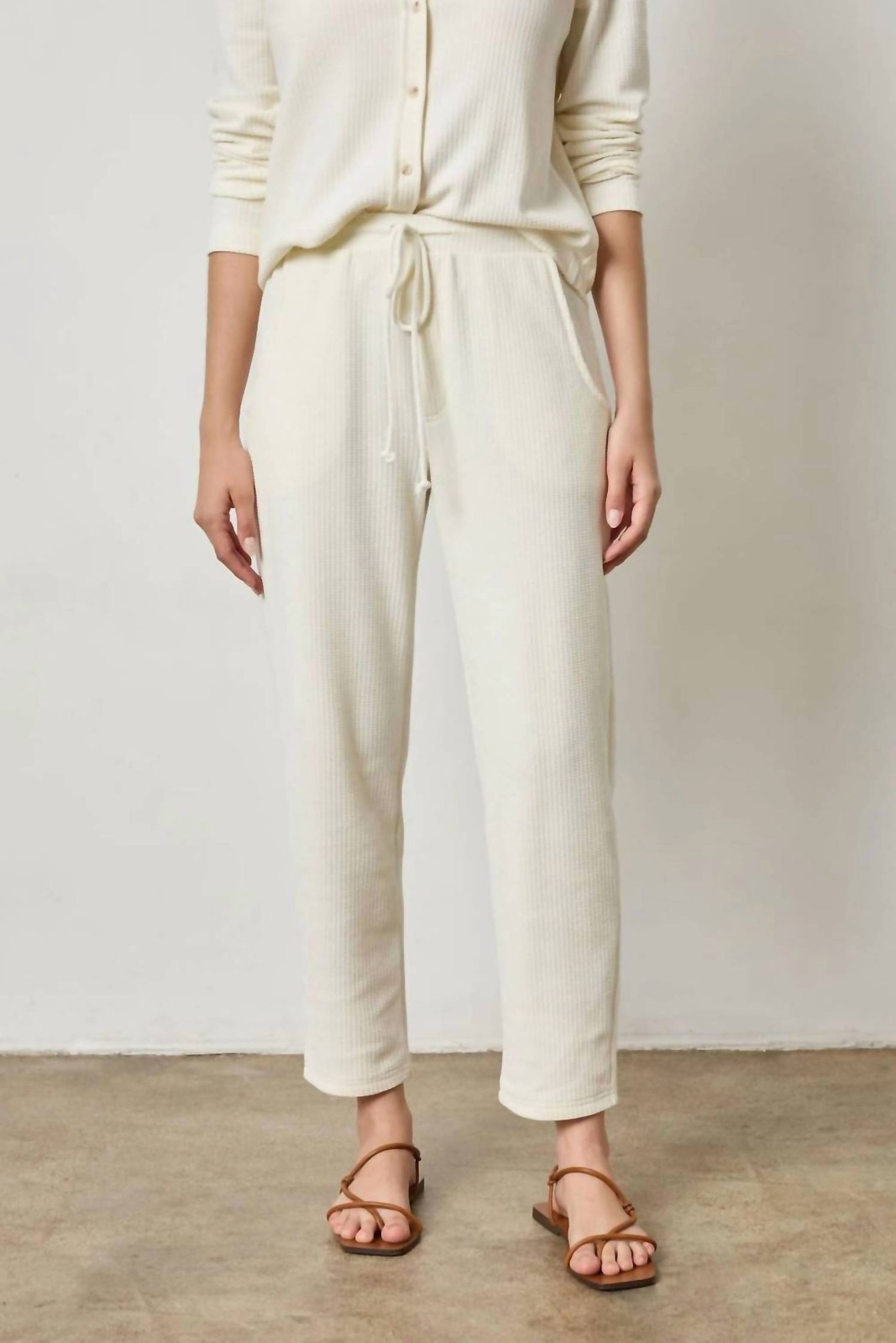 Lilla P Drawcord Waffle Pants Size XS