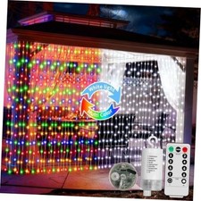 Curtain Lights Battery Powered 10x10ft 300LED Twinkle Multicolor Cool White