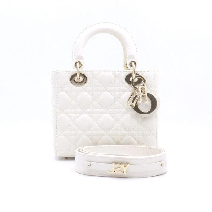 Petit sac fourre tout bandoulière Dior Lady My ABC blanc agneau 37935 75583123