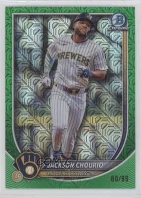 2025 Bowman Chrome Mega Box Green Mojo Refractor 80/99 Jackson Chourio #40 qf6