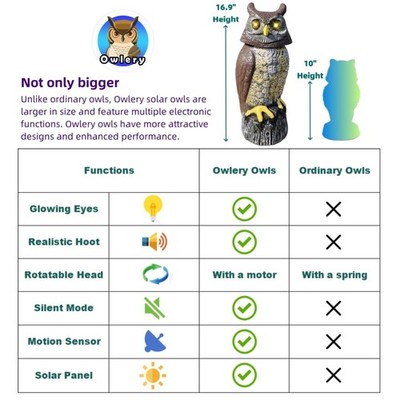 PE Material Solar Owl with Water Resistant Finish