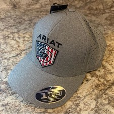 Ariat 110 FlexFit Tech Hat men s one size gray USA flag SnapBack Yupoong western