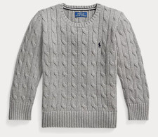 EUC Ralph Lauren 65 Boys Size 7 Cable-Knit Cotton Sweater Gray