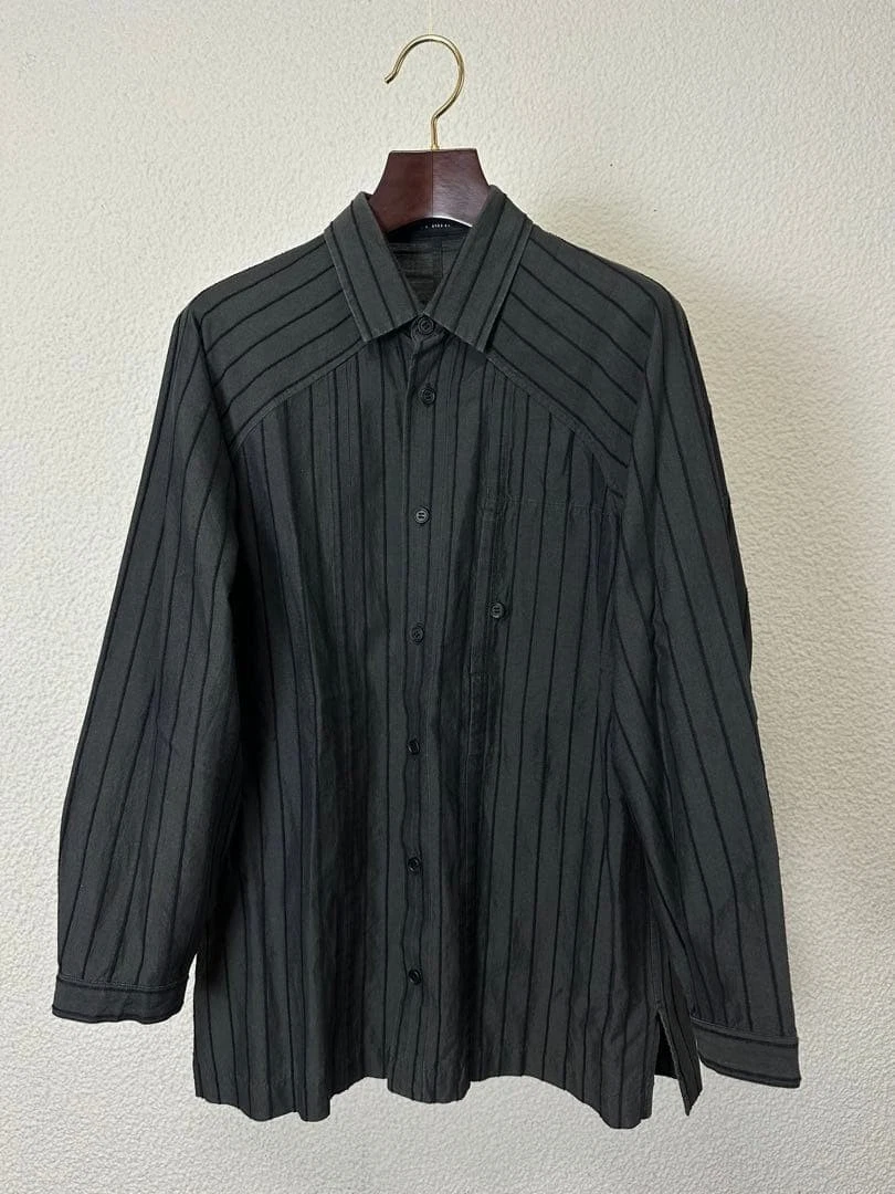 ISSEY MIYAKE Long Sleeve Striped Casual Button-Down Shirts for Men