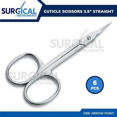 6 Pcs Finger Toe Nail Scissors Cuticle Clipper Straight 3.5'' Fine Arrow Point
