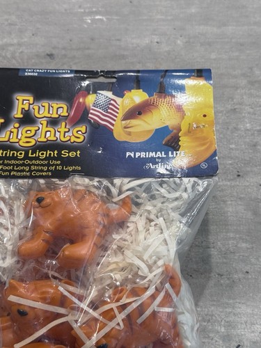 Vintage Primal Fun Orange Tabby Cat Blow Mold Lights 12ft String Indoor Outdoor - Picture 5 of 9