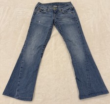 True Religion Y2K Flare Jeans Women’s Size 28 Blue Low Rise Made in USA Stitch