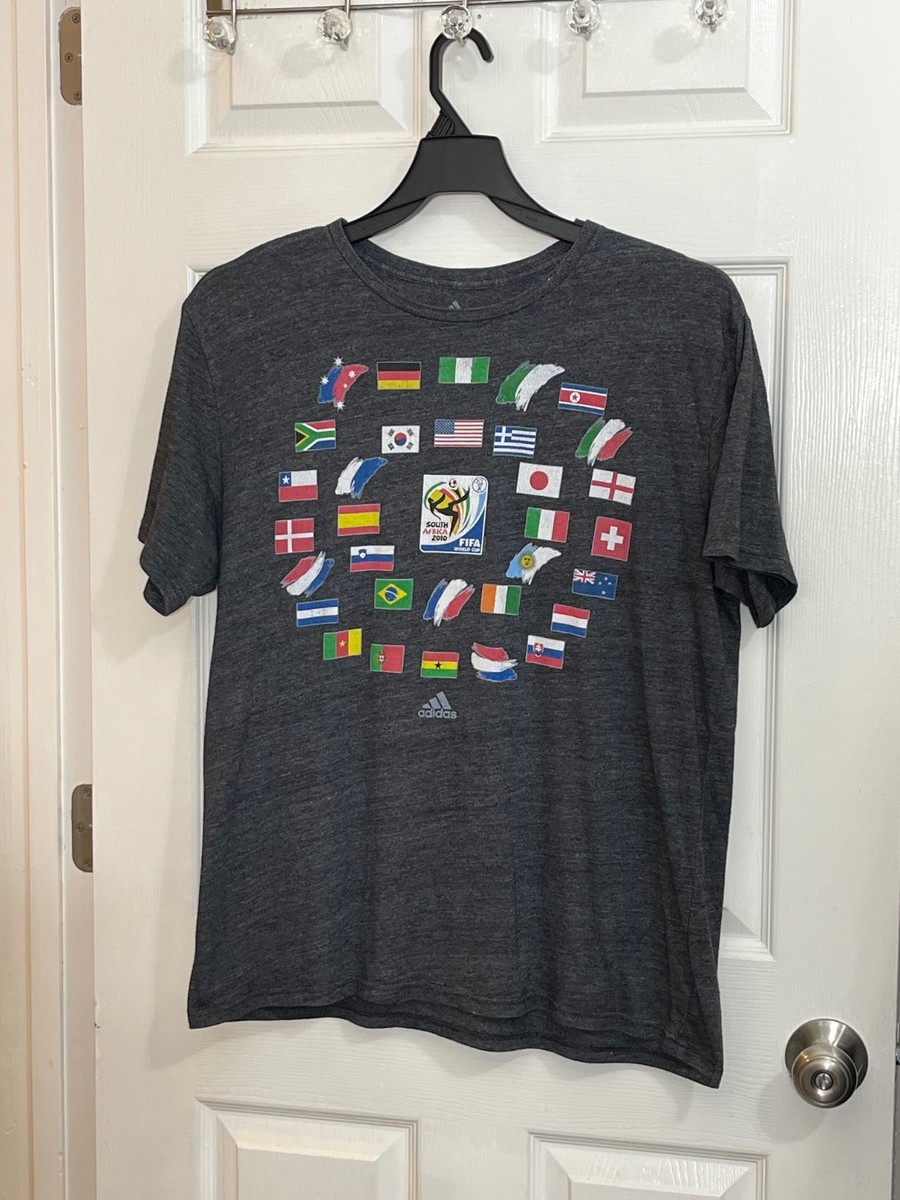 Adidas FIFA World Cup 2010 South Africa Flags T Shirt Gray Size M