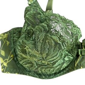 Aubade Paris Bra Forest Green Lace Unlined Underwire Balconette  32DD