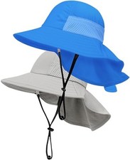 Toddler Baby Sun Hat Kids Summer UPF 50 3-24 Months 2 Pack Royal Blue  Grey 