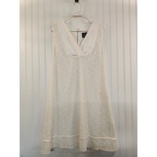 Adrianna Papell Womens Ivory White Floral Lace V-Neck Sleeveless Shift Dress 12