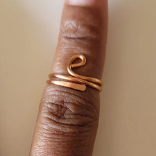 Solid Copper Brass Minimalist Healing Handmade Unisex Ring, Adjustable