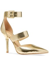 MICHAEL MICHAEL KORS Womens Gold Snake Amal Stiletto Leather Pumps Shoes 9.5 M