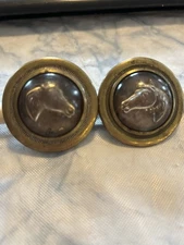 Antique Bridle Rosettes Horse heads Rare