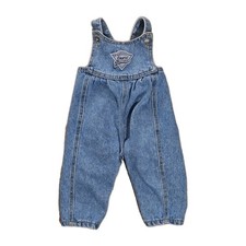 vtg GUESS Baby Girls Light Denim Romper Overalls 9 months 90s USA