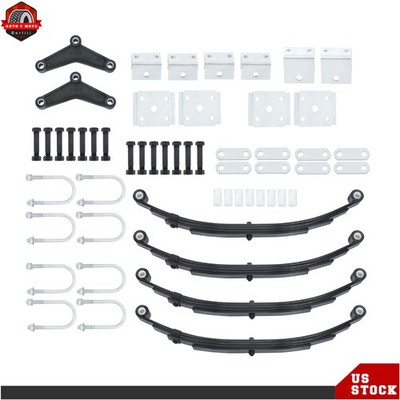 3500lb 4 Leaf Spring Tandem Trailer Axle Suspension Kit w/ U-bolt & Hanger Kit