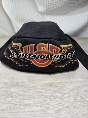 Harley Davidson Vintage 1991 Skullcap Motorrad Bandana Du Rag Bar & Shield USA - Bild 2 von 9