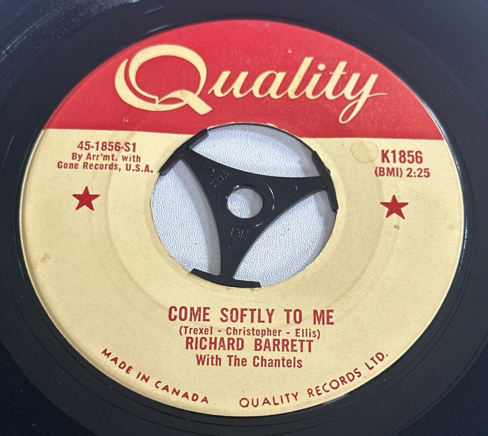 Richard Barrett & The Chantels/ Come Softly To Me 1959 Canada RnB 7” Vinyl EX - Image 3 of 4