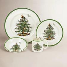 Spode Christmas Tree 4 Piece Place Setting Dinner Salad Plate Bowl Mug China Set
